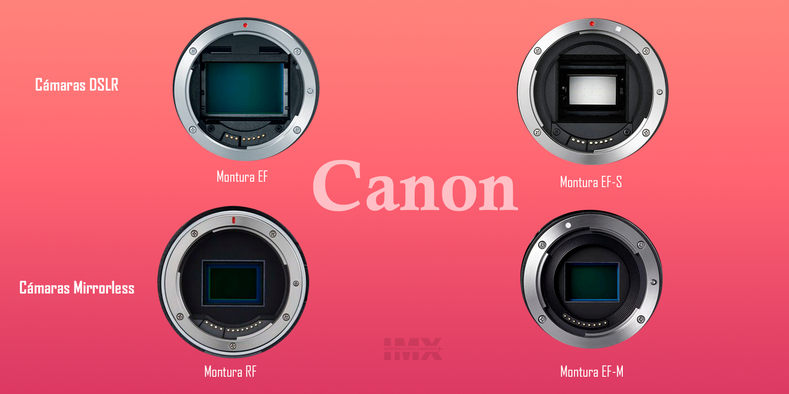 Tipo de montura cámaras canon dslr y mirrorless
