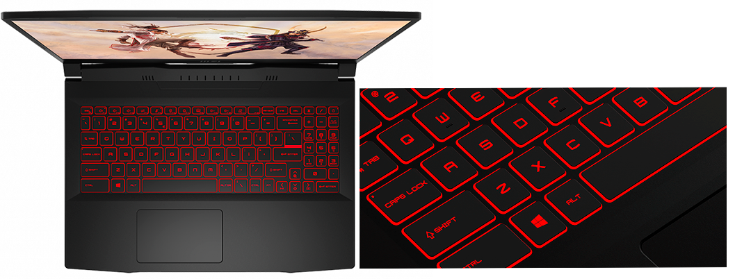 Teclado retroiluminado color rojo msi katana gf66